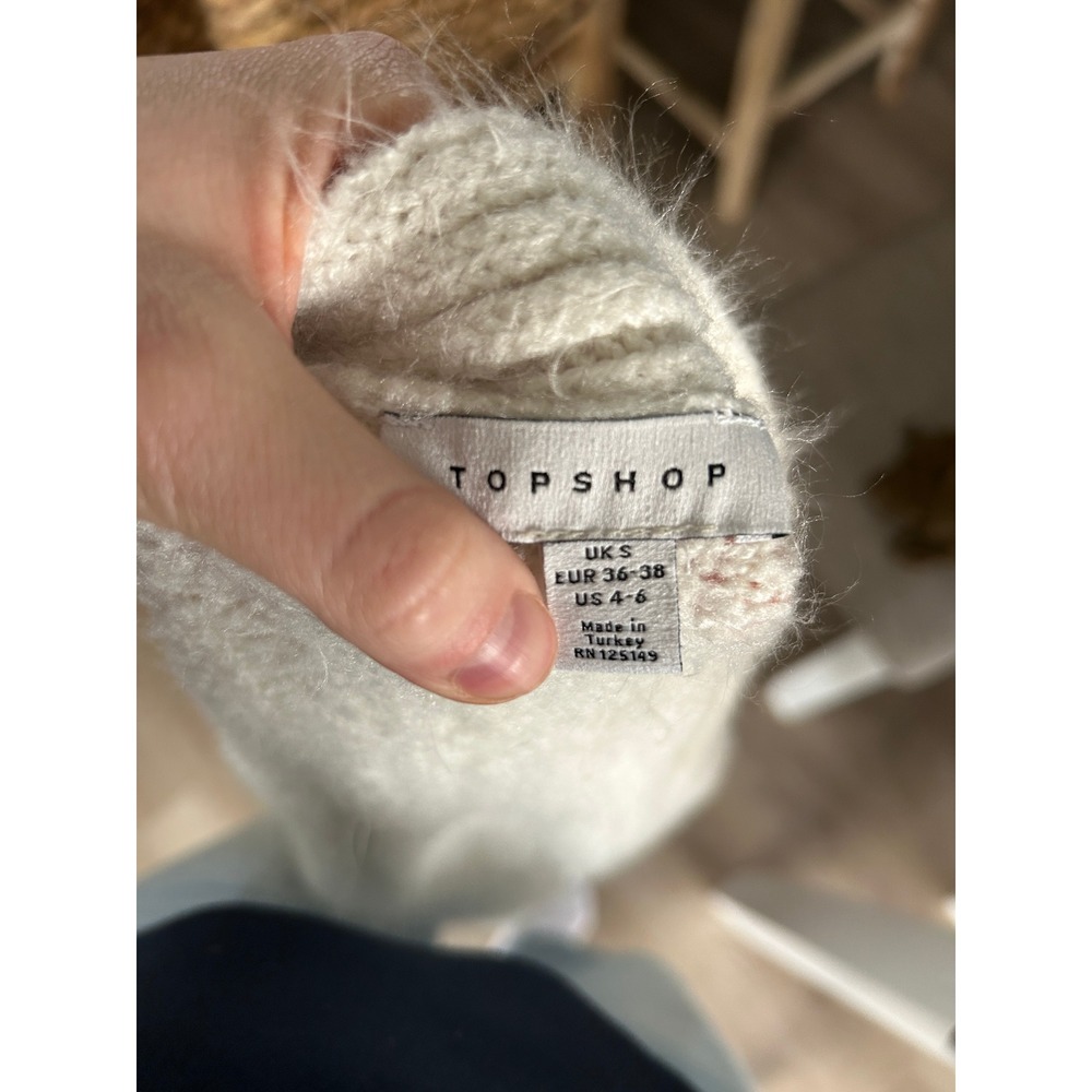 Topshop Cardigan Cable Knit Wrap Tie Waist Cream White Size S - Picture 6 of 6